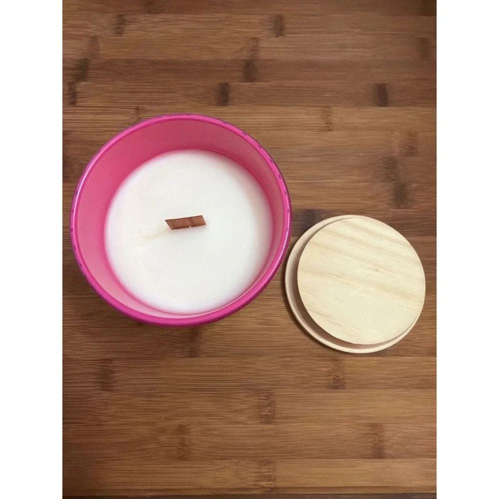 Scentsational Watermelon‎ Lemonade Wooden Wick Soy Blend Candle 11oz Pink Jar